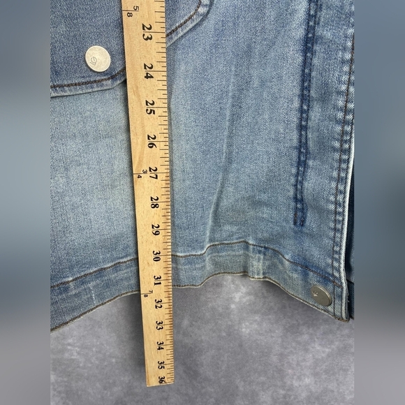 LOGO women's size 26W light wash blue jean denim mock neck zip up jacket QVC - Picture 8 of 8